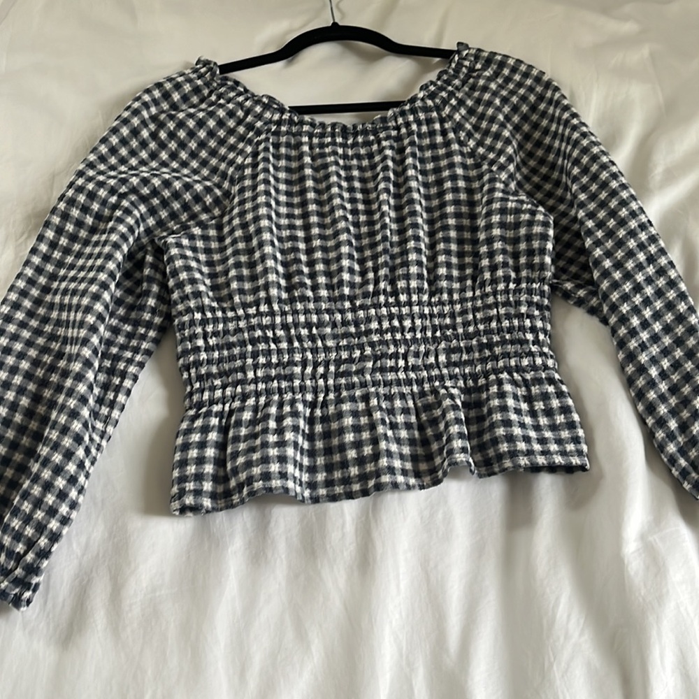 Madewell Blue Gingham Top